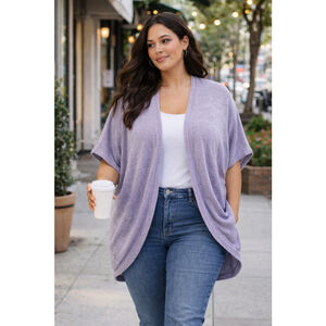 Torrid Size 0 Lavender Cocoon Cardigan Hacci Knit Dolman Sleeve Open Front
